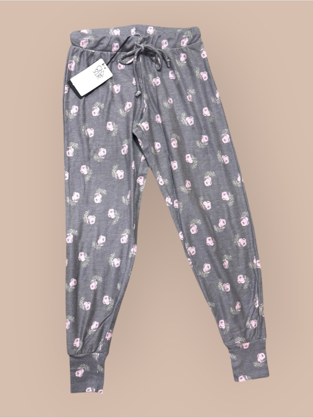 Chaser Women’s Gray Floral Jogger sweat pants small NWT